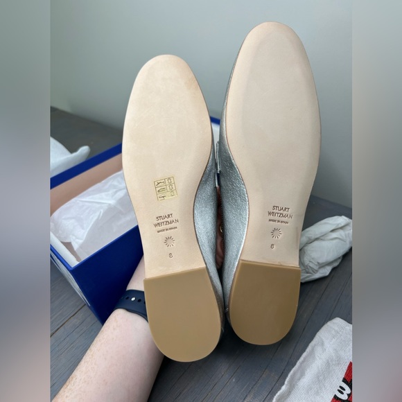 Brand New Stuart Weitzman Silver Loafers Size 8 - Picture 12 of 13